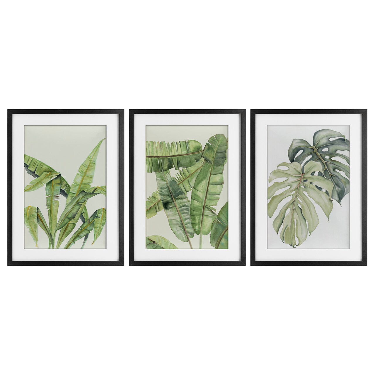 Stupell Industries Tropical Leaves Collection 3pc Framed Print Under Glass Set, design by Errico & Slyp